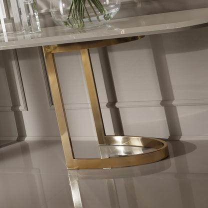 24 Carat Gold Plated Oval Designer Console Table