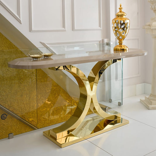 24 Carat Gold Plated Lacquered Designer Console Table