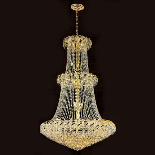 Gold Finish with Clear-Crystals Chandelier