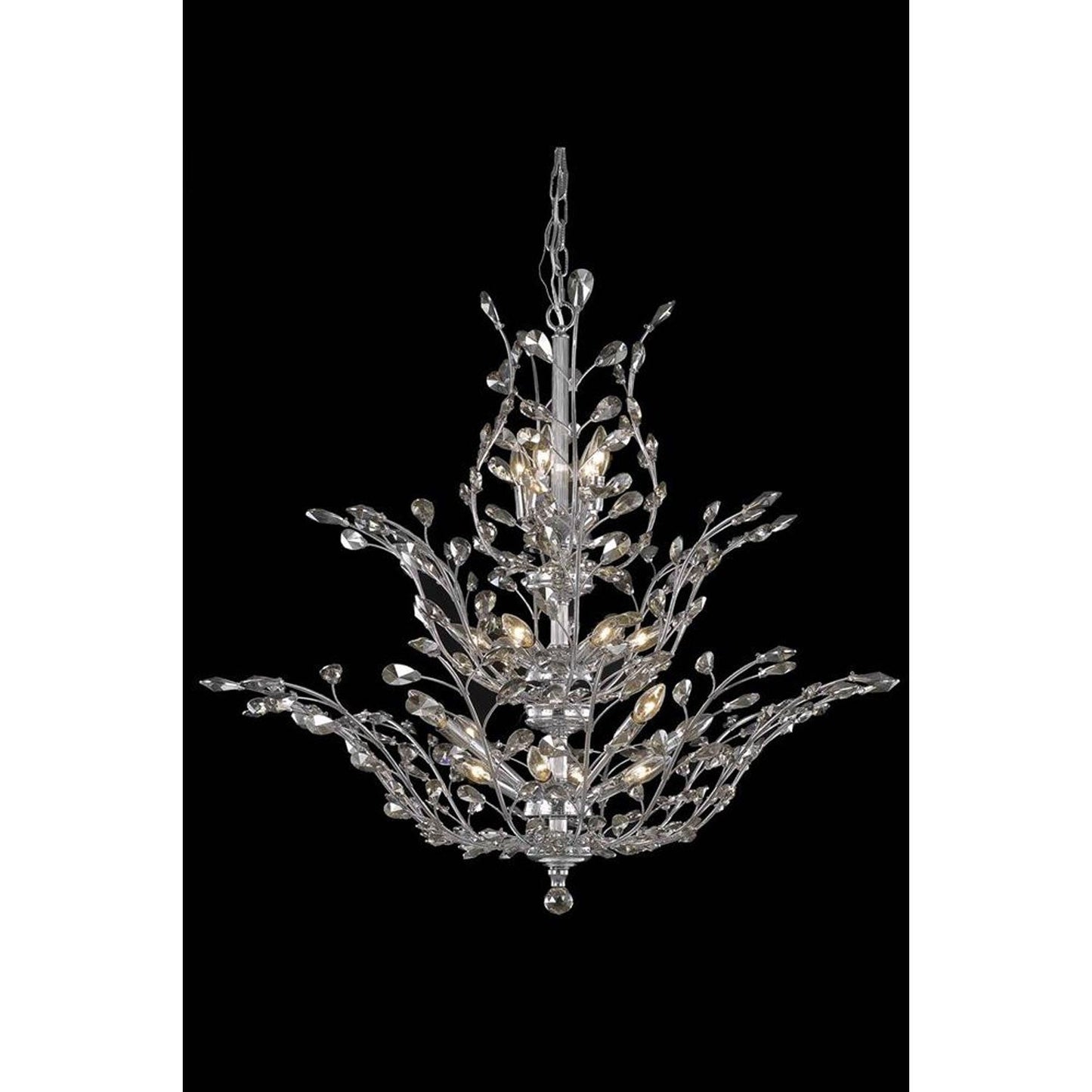 Orchid Chrome Chandelier with Golden Teak Royal Cut Crystal