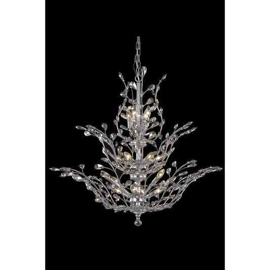 Orchid Chrome Chandelier with Golden Teak Royal Cut Crystal