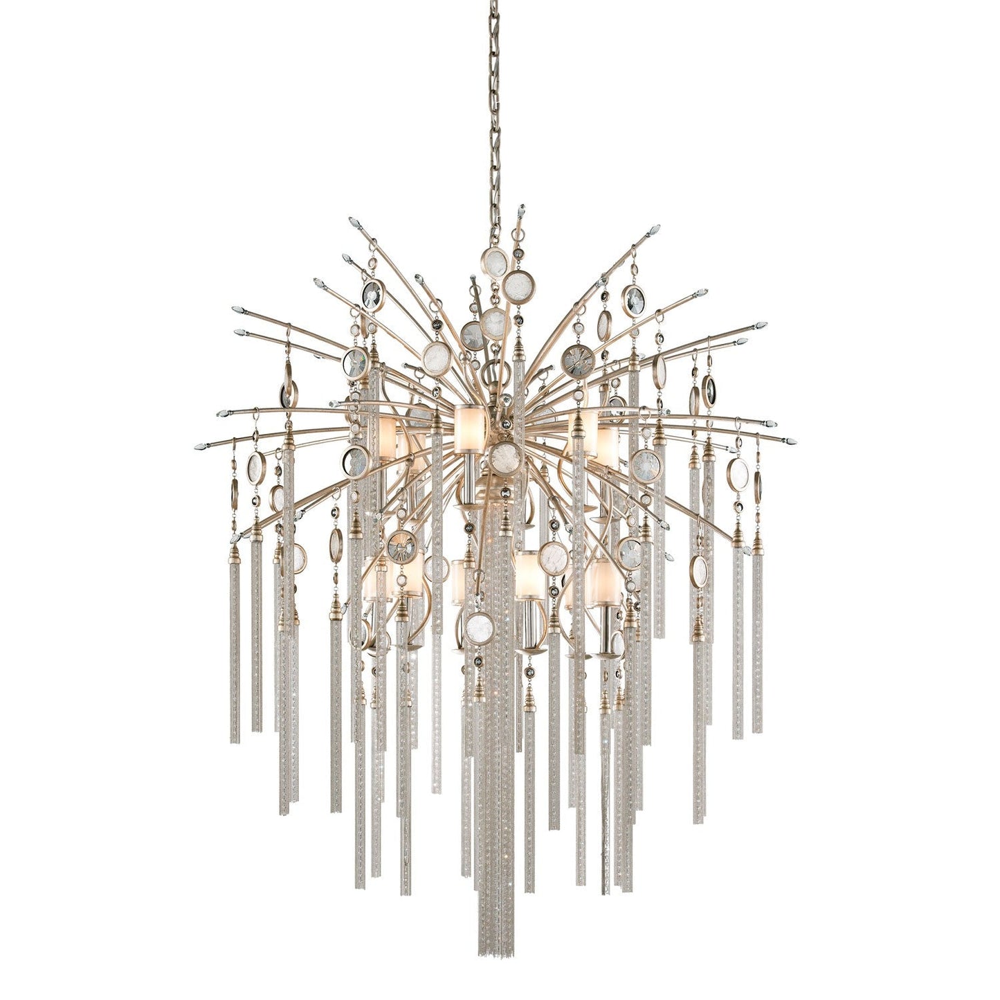 Topaz Leaf 13-Light Chandelier with White Pearl Glass