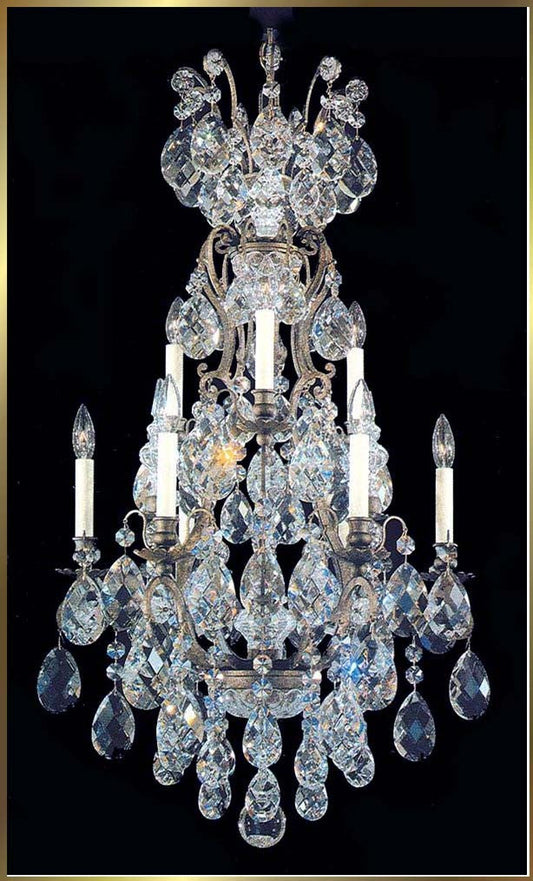 9 Light Versailles crystal Chandeliers dressed with crystal pendants