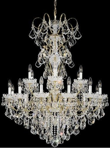 Gold 18-Light Clear Heritage Handcut Crystal Chandelier, 36W x 44H x 36D