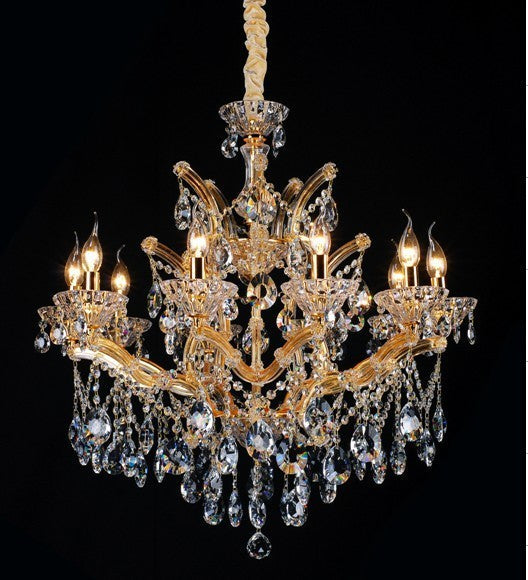 Gold plated 10 Light Maria Theresa crystal Chandelier