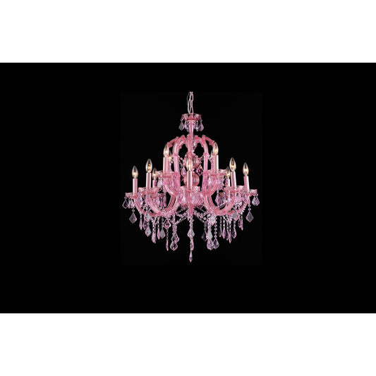 Pink Crystal Twelve-Light Chandelier