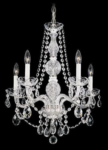 Silver Five-Light Clear Heritage Handcut Crystal Chandelier, 20.5W x 24H x 20.5D