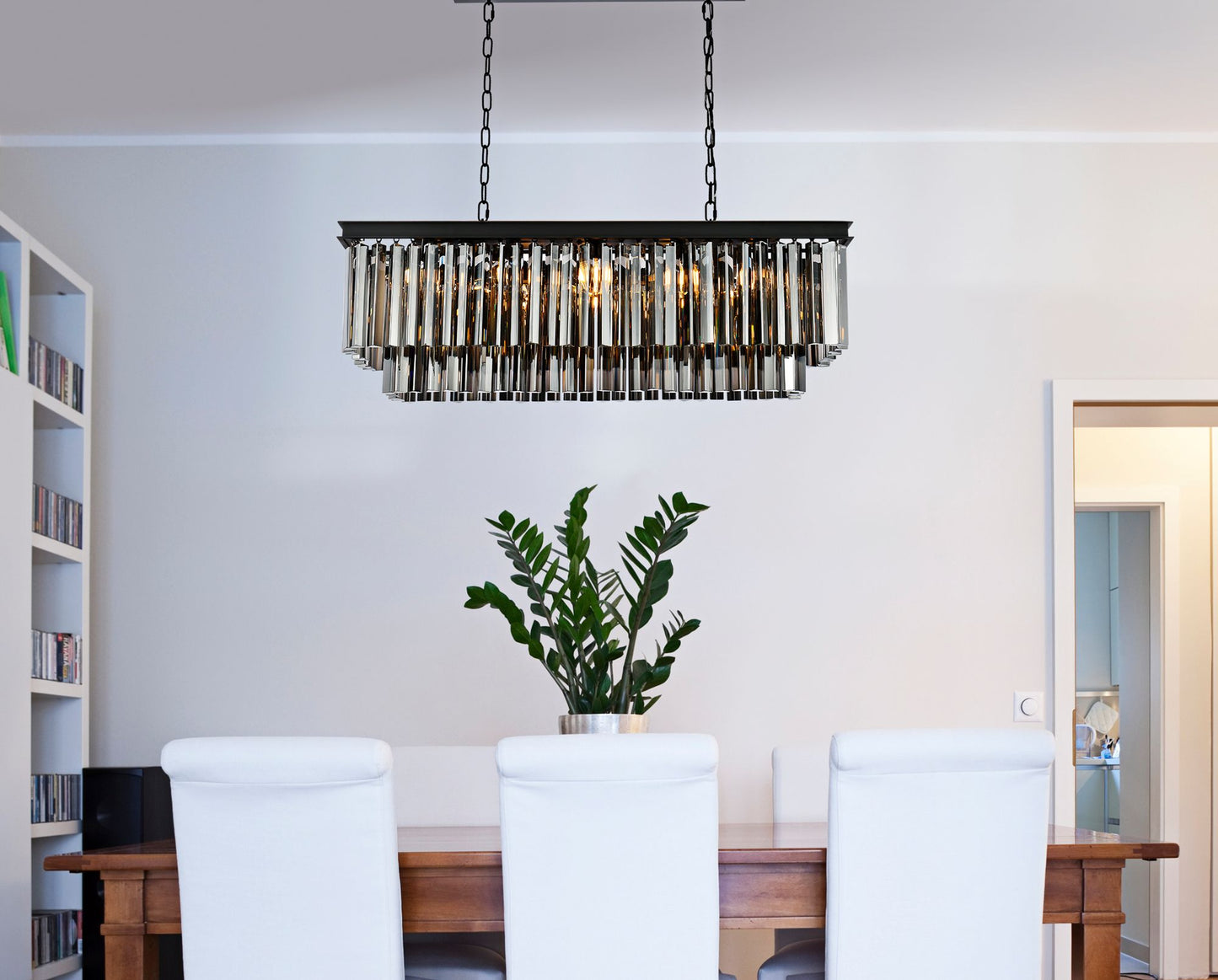 Sydney 12 Lt Matte Black Chandelier (Grey)