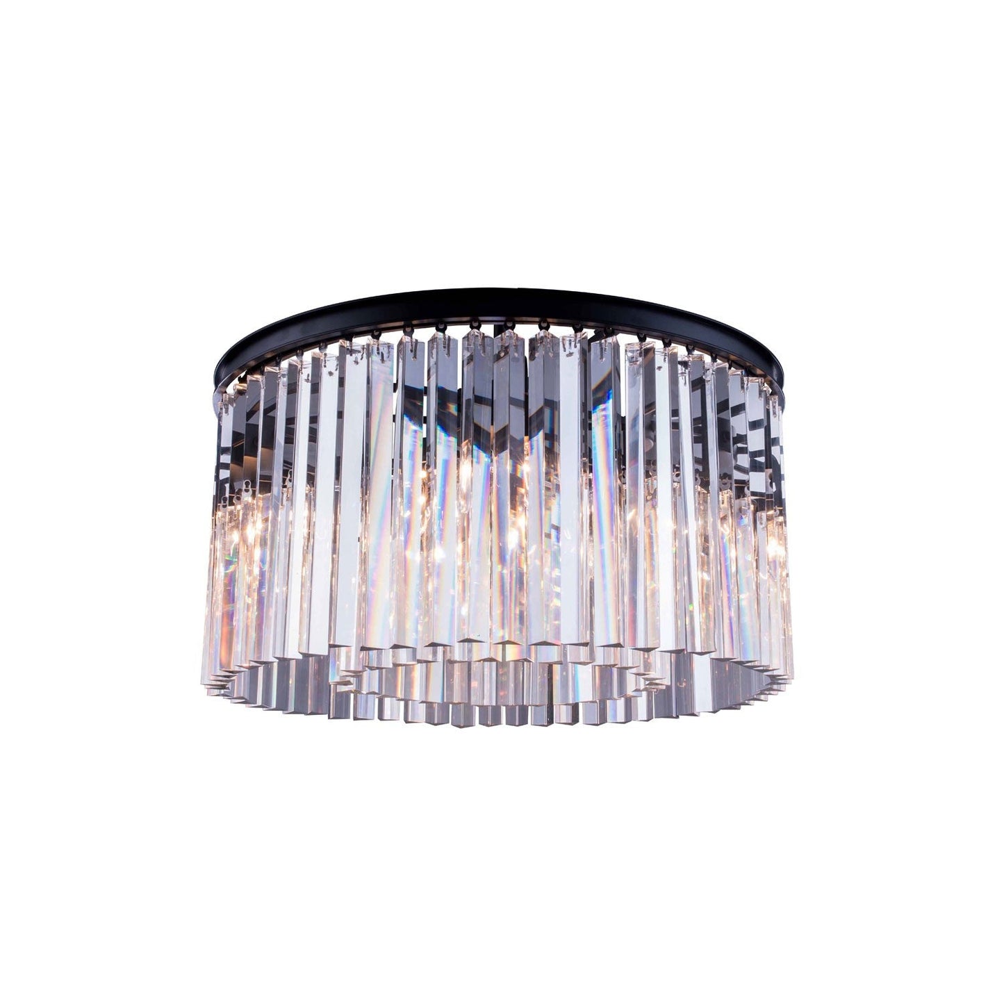 Sydney Mocha Brown Eight-Light Flushmount with Royal Cut Clear Crystals