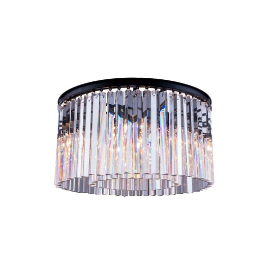 Sydney Mocha Brown Eight-Light Flushmount with Royal Cut Clear Crystals