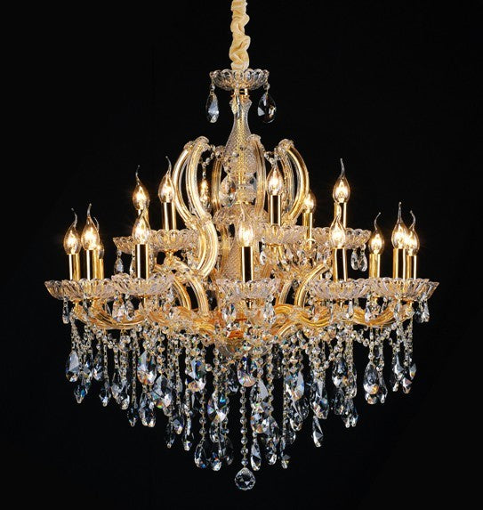 Gold plated 18 Light Maria Theresa chandeliers