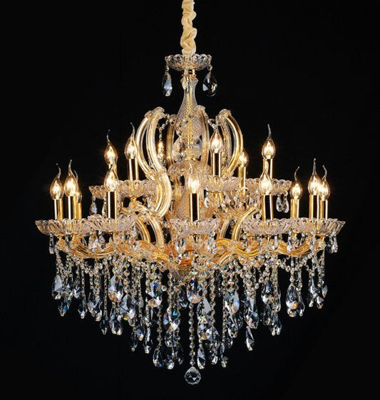 Gold plated 18 Light Maria Theresa chandeliers