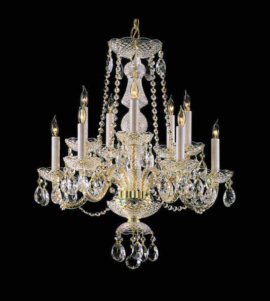 5+5 Light traditional Chandelier Draped in Chinese clear Crystal with gold finish