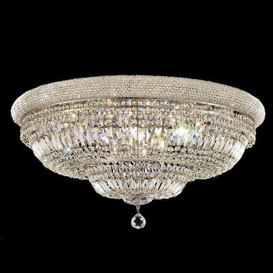 20 light large crystal flush mount fixture chrome plated