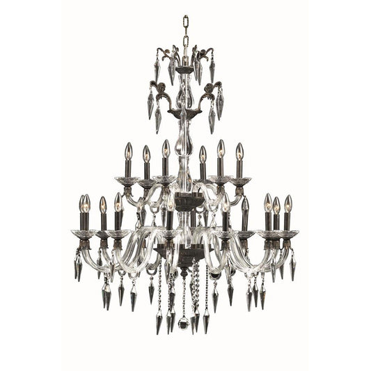 Bronze 18-Light Chandelier with Elegant Cut Crystal