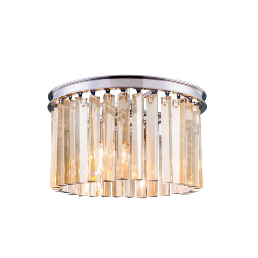 Sydney Polished Nickel Sixteen-Inch Flushmount with Royal Cut Golden Teak Crystals
