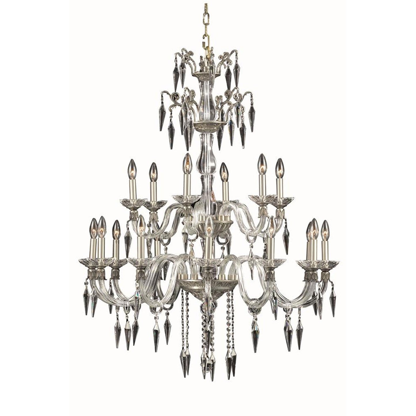 Gold 18-Light Chandelier with Elegant Cut Crystal
