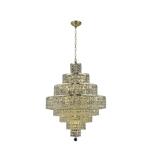 Gold Eighteen-Light Chandelier with Clear Royal Cut Crystals