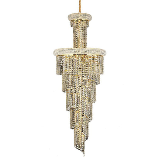 Spiral Gold Twenty-Two Light 22-Inch Chandelier with Royal Cut Clear Crystal