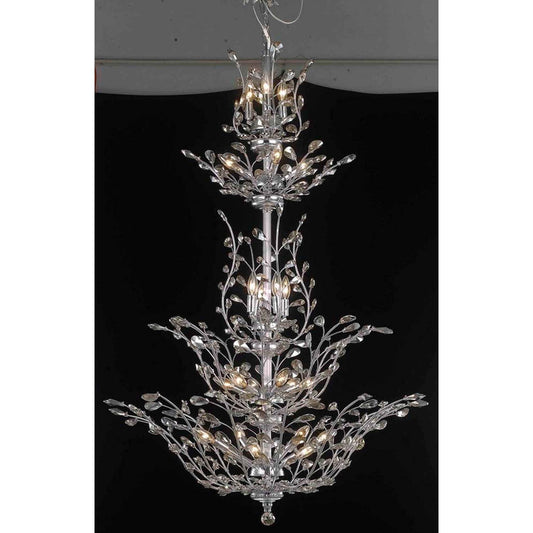 Orchid Chrome 18-Light Chandelier with Golden Teak Royal Cut Crystal