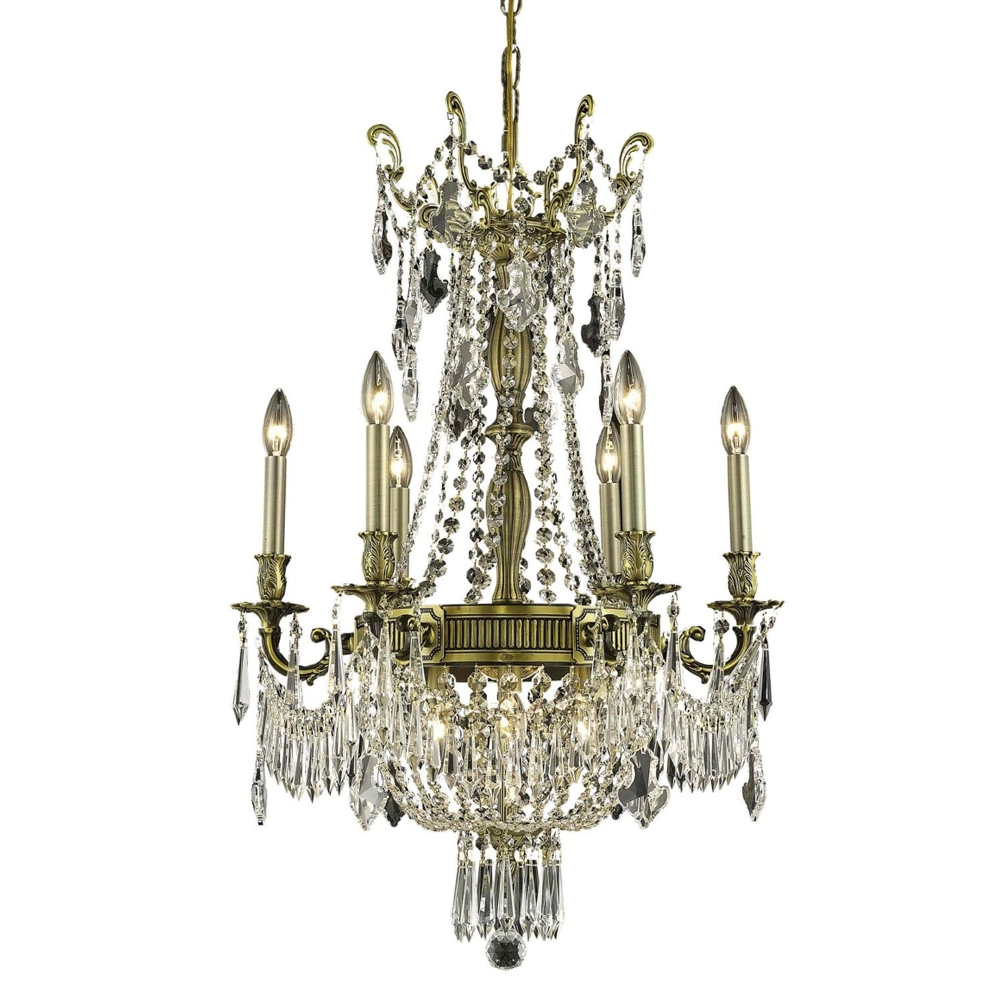 Esperanza Antique Bronze Nine-Light 22-Inch Chandelier with Royal Cut Clear Crystal