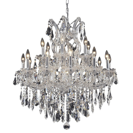 Maria Theresa Chrome Nineteen-Light 30-Inch Chandelier with Royal Cut Clear Crystal