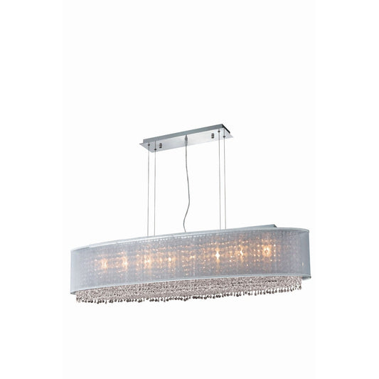 Moda Chrome Eight-Light Silver Shade Pendant with Rosaline and Clear Royal Cut Crystal