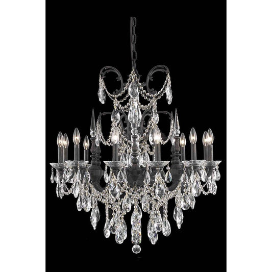Bronze 12-Light Chandelier with Royal Cut Crystal