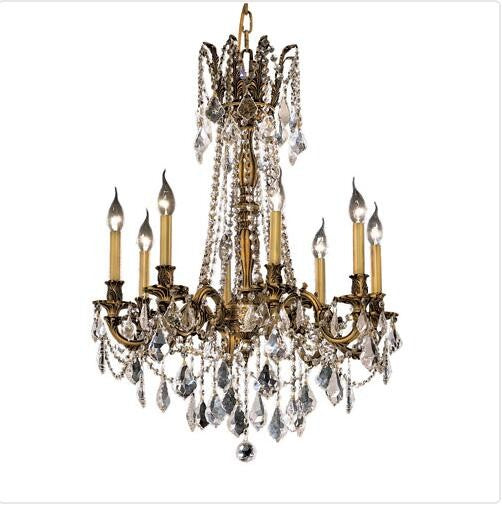 Gold Eight-Light 24-Inch Chandelier with Royal Cut Clear Crystal