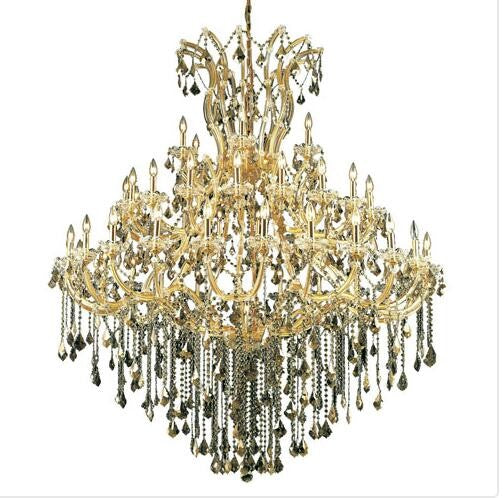 Gold Forty-Nine Light 60-Inch Chandelier with Royal Cut Golden Teak Smoky Crystal