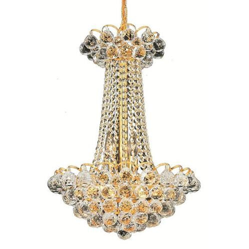Gold Nine-Light 16-Inch Chandelier with Royal Cut Clear Crystal