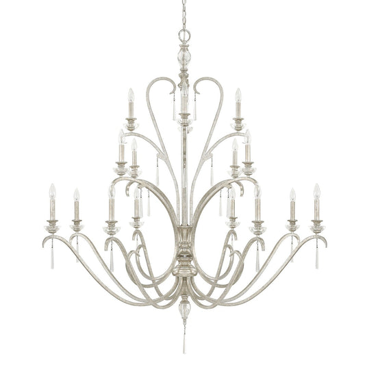 Fixture Company Celine Antique Silver Sixteen-Light Chandelier