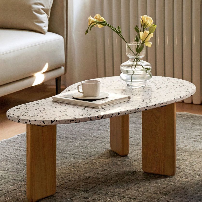 3 Legs Geometric Stone Coffee Table