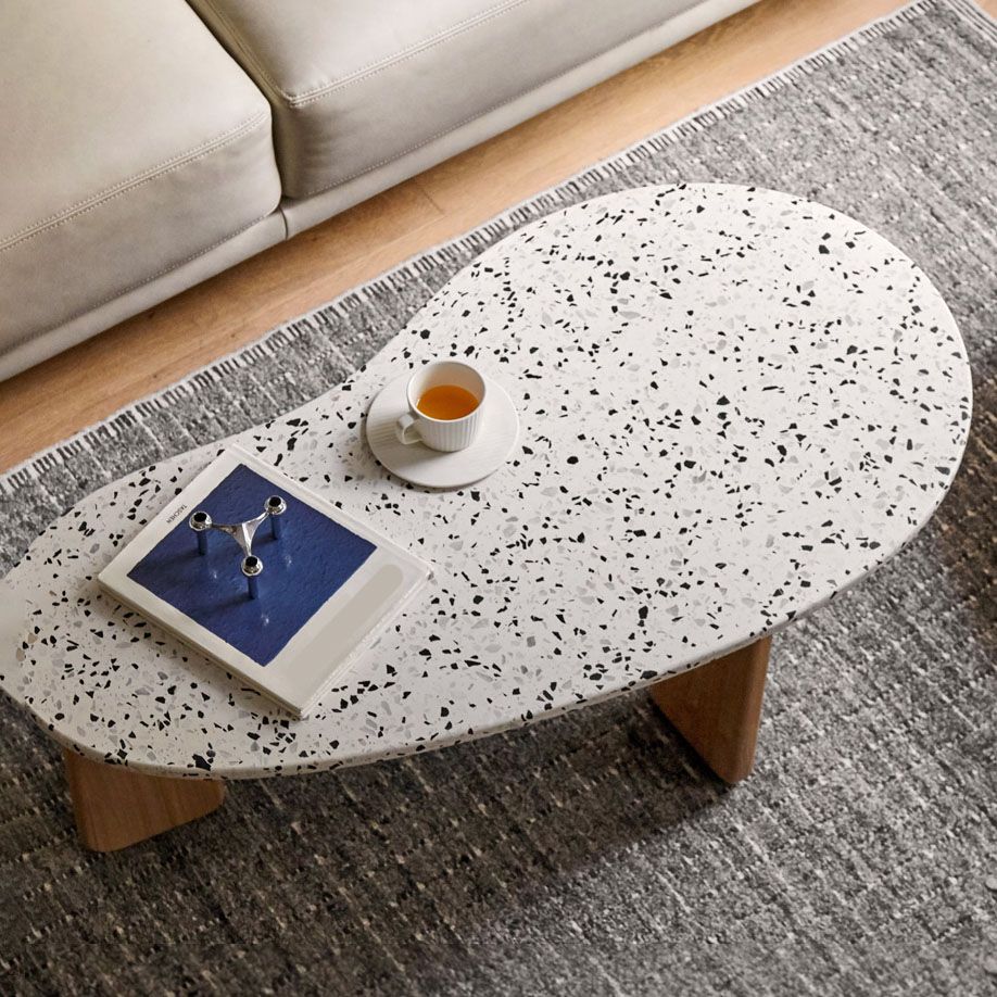 3 Legs Geometric Stone Coffee Table