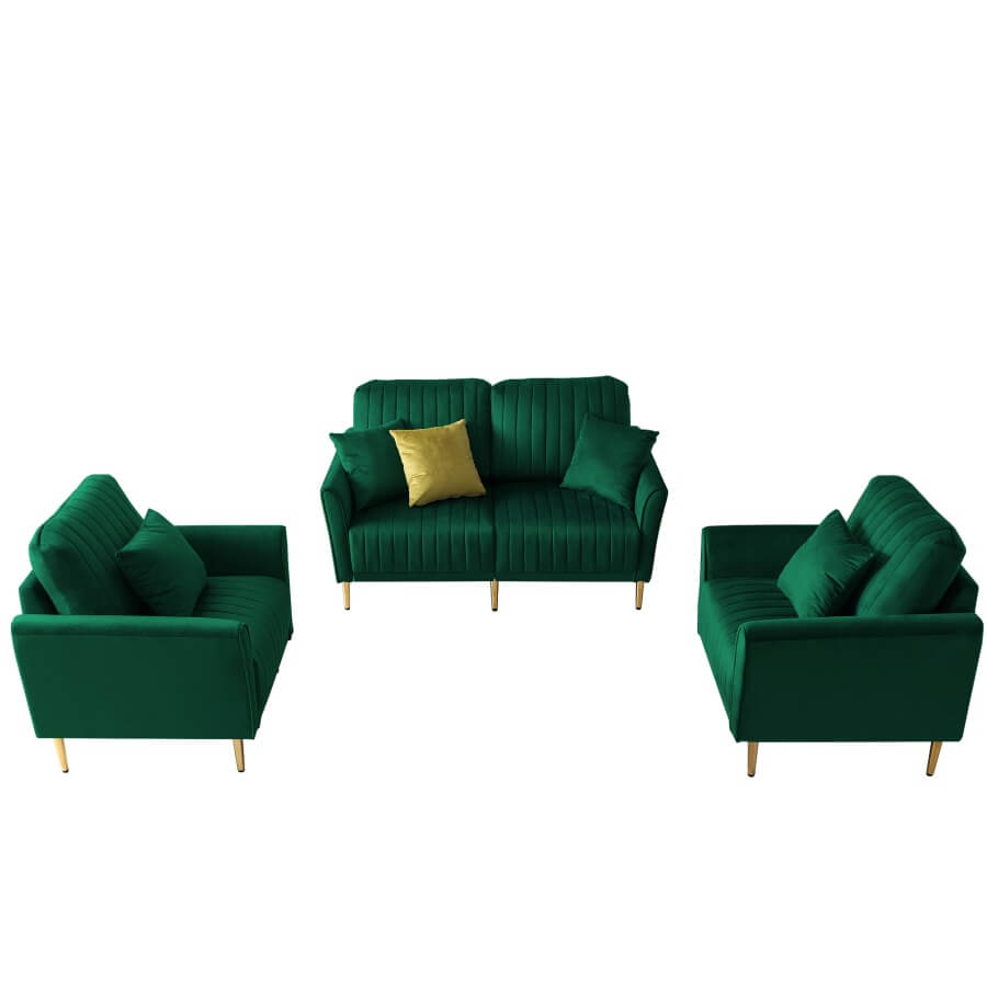 3 Pieces Sofa Sectional Set, Loveseat Couches for Living Room