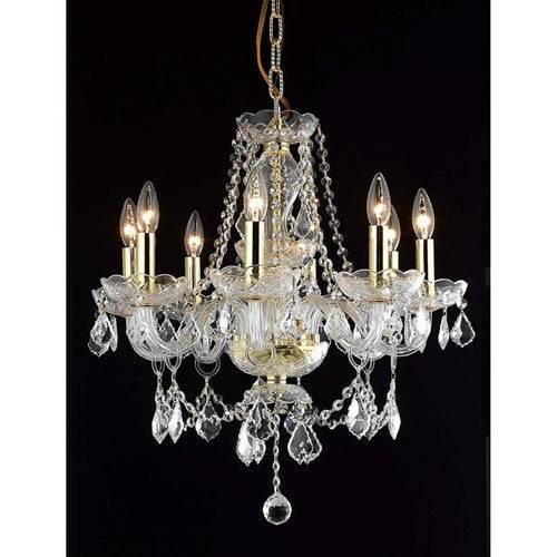 Gold Eight-Light 20-Inch Chandelier with Royal Cut Clear Crystal