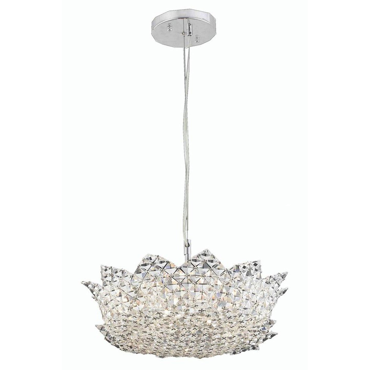 Lotus Chrome Six-Light Pendant with Elegant Cut Crystal