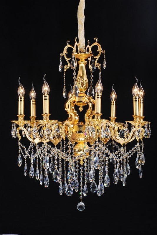 Gold plated 8 Light traditional crystal Chandelier