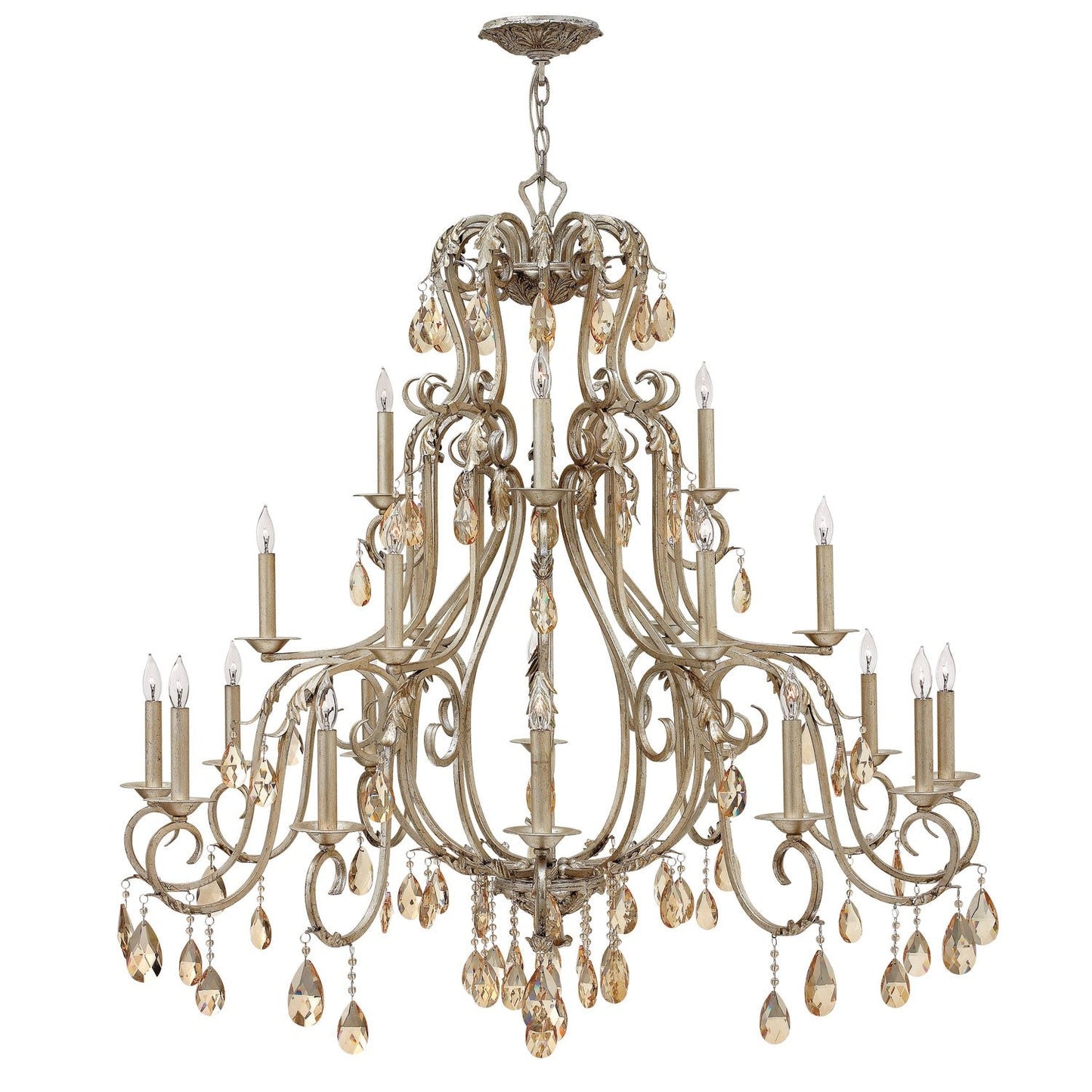 Silver Leaf 21 Light Chandelier