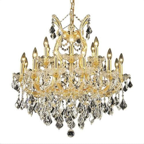 Gold Nineteen-Light 30-Inch Chandelier with Royal Cut Clear Crystal
