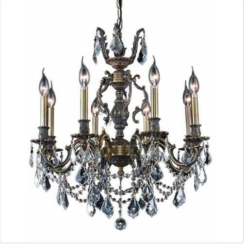 Bronze Eight-Light Chandelier with Clear Royal Cut Crystals