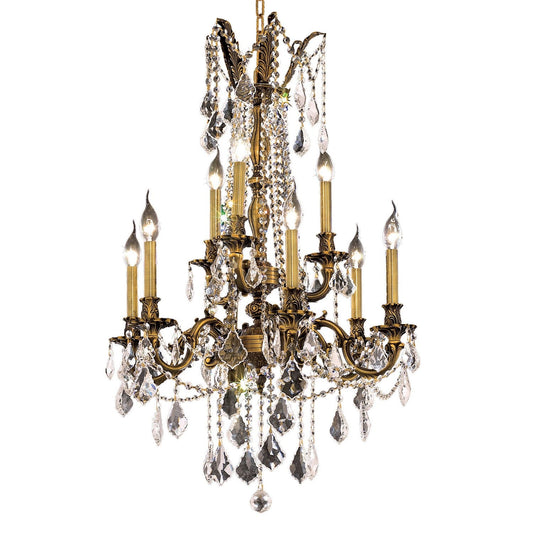 Rosalia Antique Bronze Nine-Light 23-Inch Chandelier with Royal Cut Clear Crystal