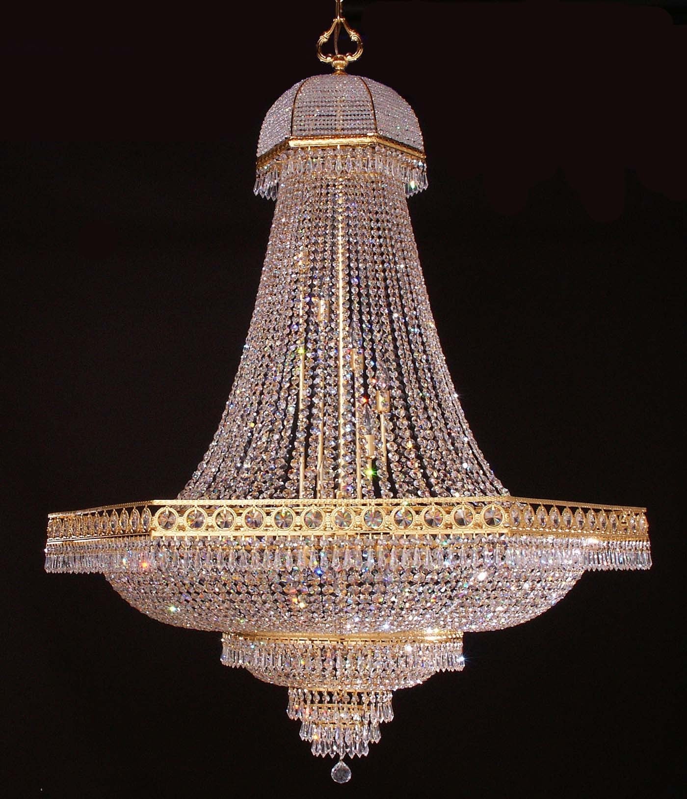 Entryway/ foyer crystal chandelier in gold plated finish