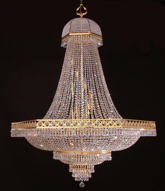 Entryway/ foyer crystal chandelier in gold plated finish