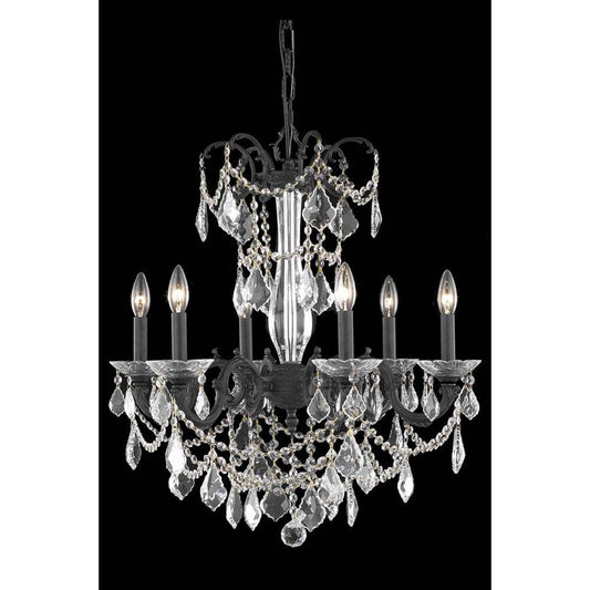 Athena Dark Bronze Six-Light Chandelier with Royal Cut Crystal