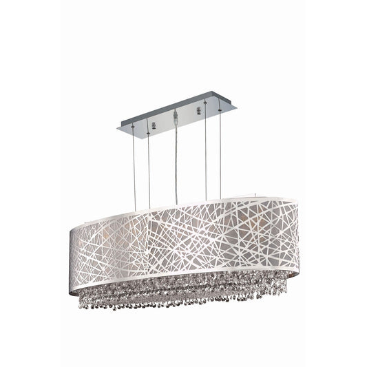Moda Chrome Five-Light Silver Shade Pendant with Golden Teak and Clear Royal Cut Crystal
