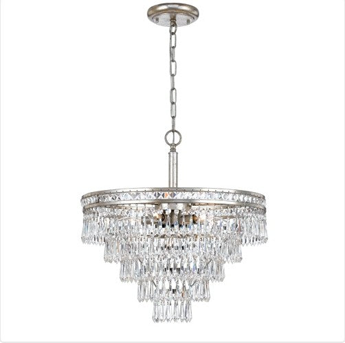 Six Light Hand Cut Crystal Convertible Chandelier