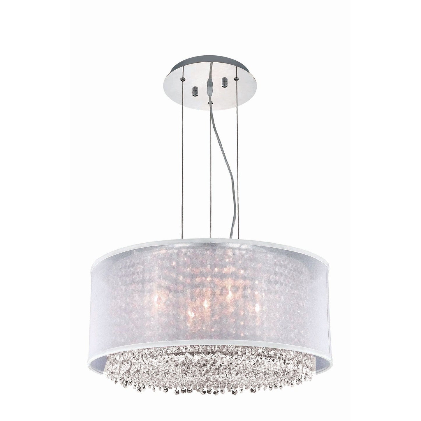 Moda Chrome Five-Light Silver Shade Pendant with Rosaline and Clear Royal Cut Crystal