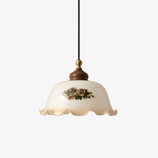 Floral Patterned Glass Pendant Light