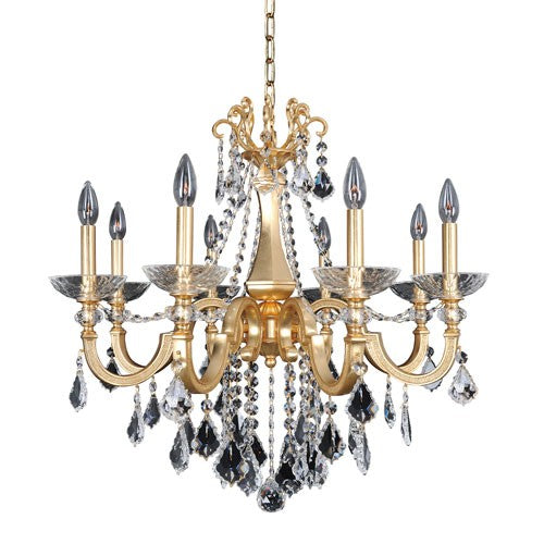 Gold Eight-Light Chandelier with Firenze Clear Crystal